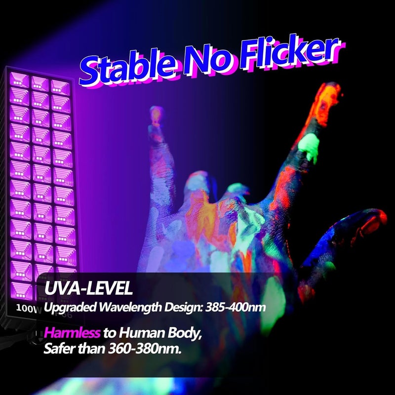 THECHAM Store 100W LED Black Lights Bar, 100 LEDs, Blacklight Flood Light for Black Light Party, for Glow Party, Bedroom, Halloween, Fluorescent Poster, Body Paint, Tapestry - Image 5